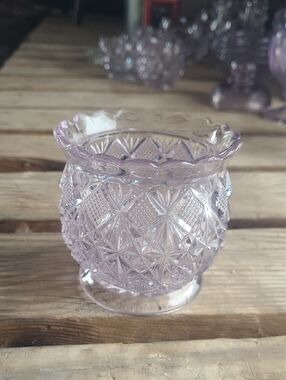 Lavender Pressed Glass Decorative Votive Holder